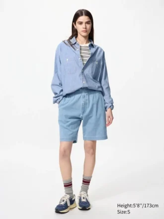 Pantalones cortos elásticos unisex | Denim | 20 cm
