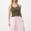 Pantalones cortos fáciles de llevar de mezcla de lino para mujer | Rayas