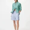 Pantalones cortos fáciles de llevar de mezcla de lino para mujer | Rayas