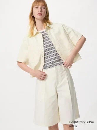 Pantalones cortos largos plisados de jersey para mujer