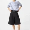 Pantalones cortos largos plisados de jersey para mujer