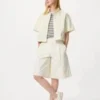 Pantalones cortos largos plisados de jersey para mujer