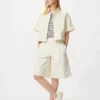 Pantalones cortos largos plisados de jersey para mujer