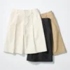 Pantalones cortos largos plisados de jersey para mujer