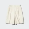 Pantalones cortos largos plisados de jersey para mujer