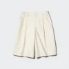Pantalones cortos largos plisados de jersey para mujer