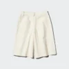 Pantalones cortos largos plisados de jersey para mujer