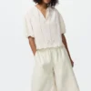 Pantalones culotte de mezcla de lino para mujer Pantalones culotte de mezcla de lino para mujer