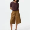 Pantalones culotte de mezcla de lino para mujer Pantalones culotte de mezcla de lino para mujer