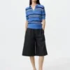 Pantalones culotte de mezcla de lino para mujer Pantalones culotte de mezcla de lino para mujer