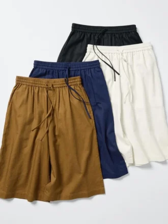 Pantalones culotte de mezcla de lino para mujer