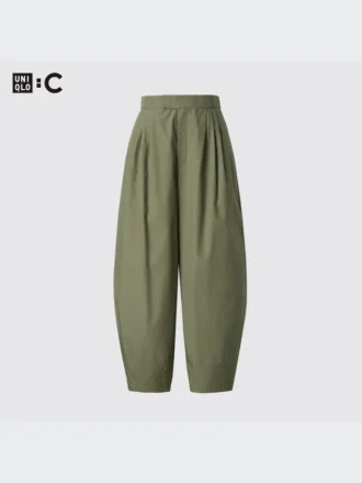 Pantalones de algodón con corte globo para mujer