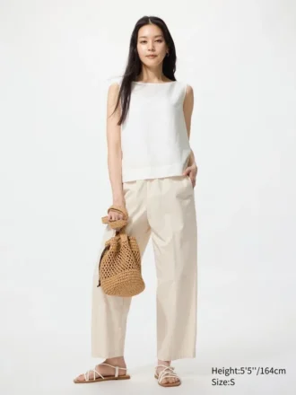 Pantalones de algodón holgados hasta el tobillo para mujer