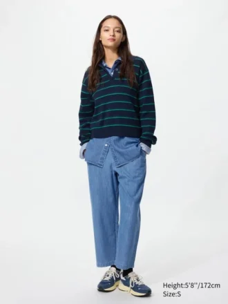 Pantalones de algodón holgados hasta los tobillos para mujer | Denim