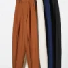 Pantalones de pierna ancha de mezcla de lino para mujer Pantalones de pierna ancha de mezcla de lino para mujer