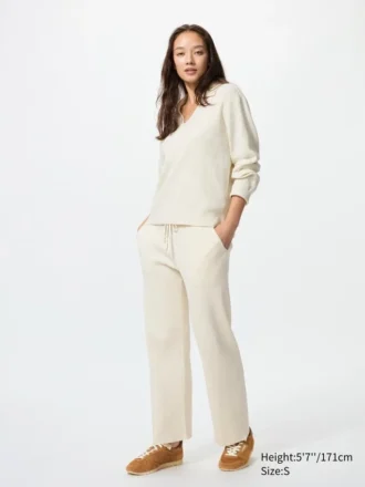 Pantalones de punto acanalados lavables para mujer