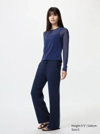 Pantalones de punto acanalados lavables para mujer