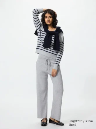 Pantalones de punto acanalados lavables para mujer