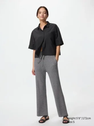Pantalones de punto acanalados lavables para mujer