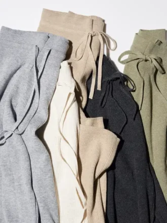 Pantalones de punto acanalados lavables para mujer