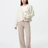 Pantalones de punto trenzado lavables para mujer