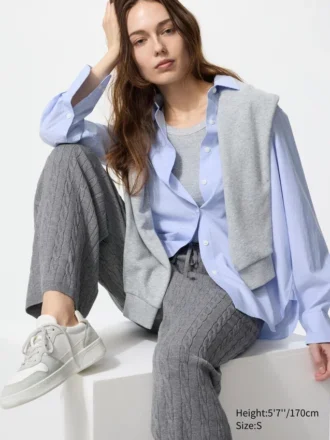 Pantalones de punto trenzado lavables para mujer