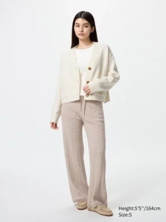 Pantalones de punto trenzado lavables para mujer