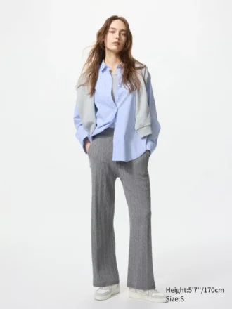 Pantalones de punto trenzado lavables para mujer