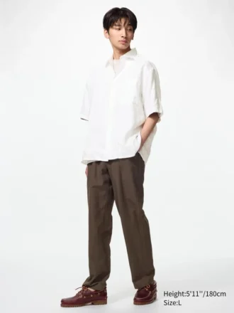 Pantalones holgados de mezcla de lino para hombre