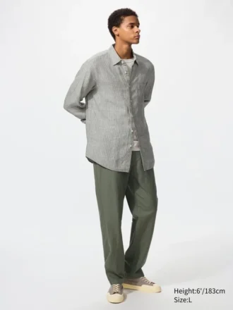 Pantalones holgados de mezcla de lino para hombre
