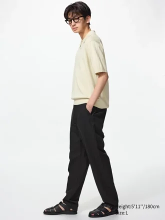 Pantalones holgados de mezcla de lino para hombre