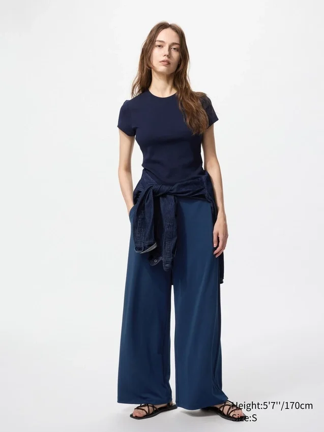 Pantalones rectos de jersey crepé para mujer Pantalones rectos de jersey crepé para mujer