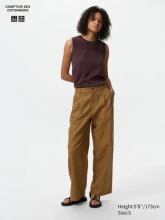 Pantalones rectos de mezcla de lino para mujer Pantalones rectos de mezcla de lino para mujer