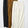 Pantalones rectos de mezcla de lino para mujer Pantalones rectos de mezcla de lino para mujer