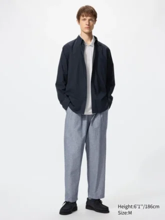 Pantalones tobilleros cómodos de mezcla de lino para hombre | A rayas