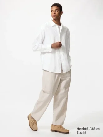 Pantalones tobilleros cómodos de mezcla de lino para hombre | A rayas