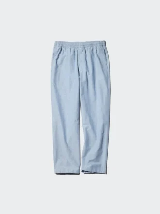 Pantalones tobilleros holgados de mezcla de lino para hombre