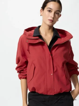 Parka corta de mezcla de algodón para mujer con pantalones cortos