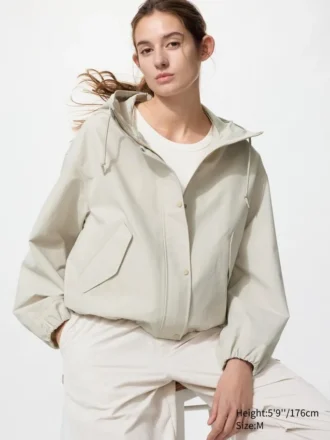 Parka corta de mezcla de algodón para mujer con pantalones cortos