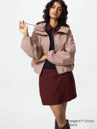 Parka corta de mezcla de algodón para mujer con pantalones cortos