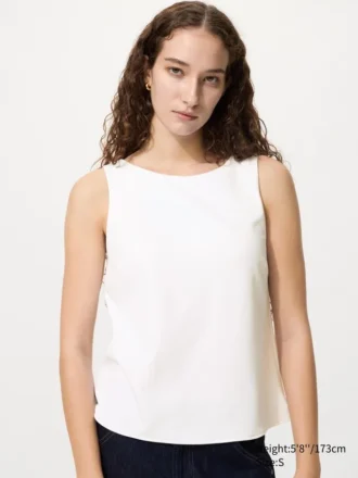 Partes de arriba con sujetador y cuello barco de jersey crepé para mujer
