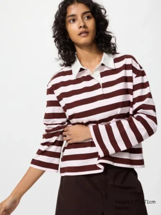 Polos de algodón lavado para mujer | A rayas