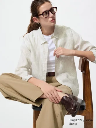 Premium Linen camisa para mujer | A rayas