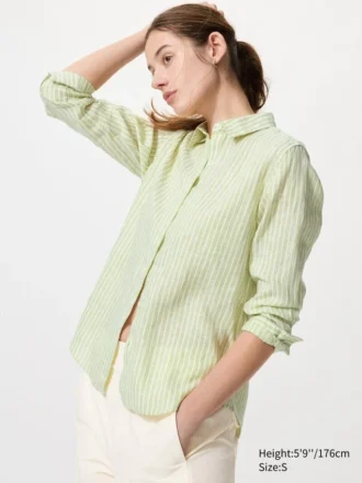 Premium Linen camisa para mujer | A rayas