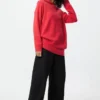 Sudadera con capucha de punto de algodón liso para mujer Sudadera con capucha de punto de algodón liso para mujer
