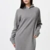 Sudadera con capucha de punto de algodón liso para mujer Sudadera con capucha de punto de algodón liso para mujer