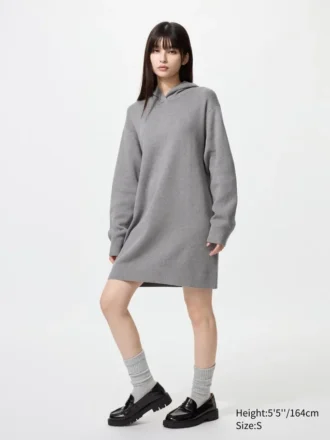 Sudadera con capucha de punto de algodón liso para mujer
