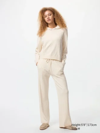 Sudadera con capucha de punto trenzado lavable para mujer