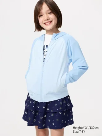 Sudadera con capucha y cremallera completa Kids AIRism con protección UV