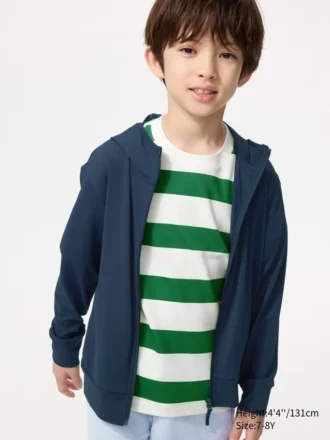 Sudadera con capucha y cremallera completa Kids AIRism con protección UV